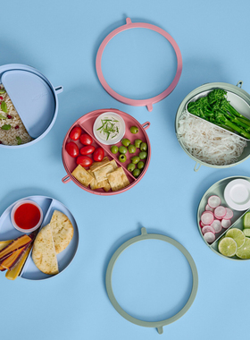 荷兰产 Mepal 带分隔双层便当盒午餐带饭可微波轻食饭盒带酱料碗