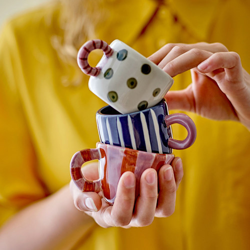 丹麦代购Bloomingville 迷你马克杯儿童喝水牛奶杯粗陶浓缩咖啡杯