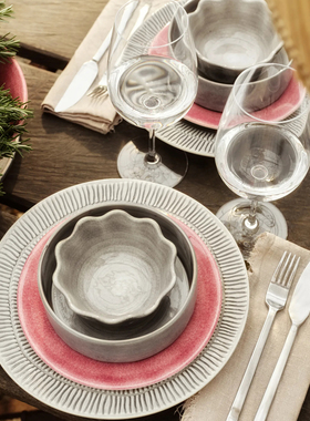 瑞典 Mateus 条纹北欧极简陶瓷盘子沙拉碗西餐餐具碟子马克杯子