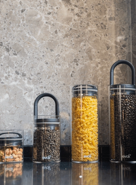 美国 Prepara密封真空双气阀玻璃保鲜盒咖啡豆杂粮食物储存收纳罐