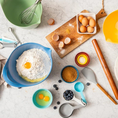 美国 Prepara 可倾斜搅拌碗家用和面盆备餐碗烘焙盆防滑多彩3件套