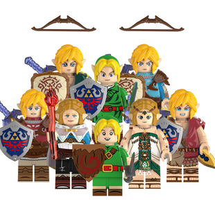 中国积木塞尔达传说荒野之息林克公主时光之笛拼装积木人仔玩具