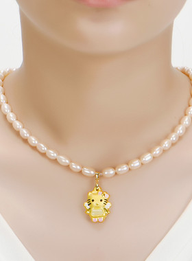 珍珠项链金镶玉妈妈款节日礼物