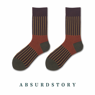 袜子韩版 男士 学院风长袜 S中筒袜女竖条纹设计款 ABSURDSTORY2019S
