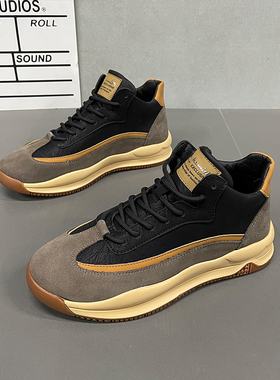 男鞋2025秋冬新款加绒高帮棉鞋男保暖精神小伙韩版休闲运动板鞋子