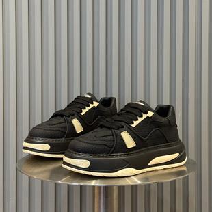 欧式男鞋秋冬款2025新款保暖加绒鞋软底增高鞋真皮老爹鞋休闲板鞋