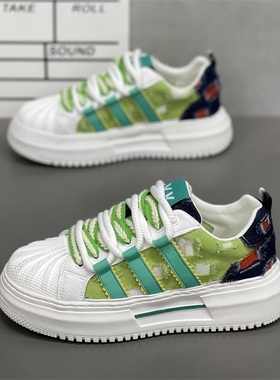 男鞋2025新款秋季透气厚底贝壳头三条杠运动男士老爹鞋时尚休闲鞋