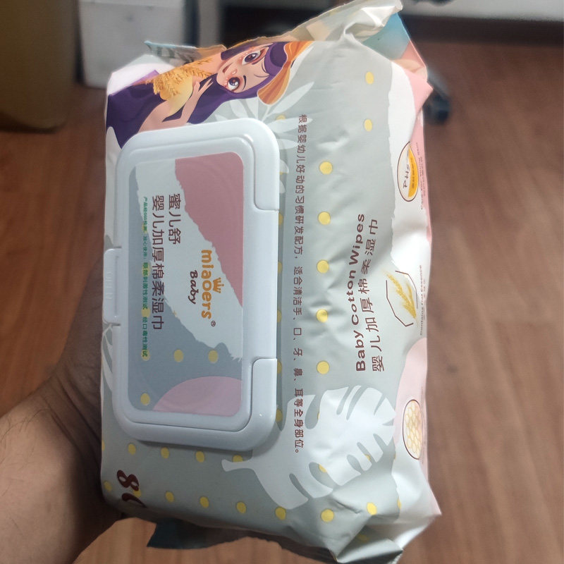 蜜儿舒婴儿加厚加大绵柔湿巾大包装无酒精手口洁肤新生宝宝专用80