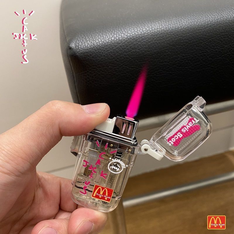 【】travis scott x mcdonald's麦当劳粉色火焰打火机