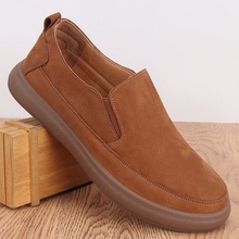 外贸真皮头层牛皮一脚蹬懒人鞋春秋软面皮软底休闲皮鞋男士乐福鞋