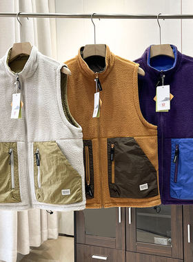 秋冬双面穿抓绒马甲山系高领摇粒绒户外徒步保暖内搭背心男女款