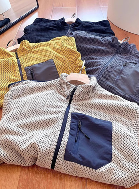 速干锁温透气半拉链立领户外徒步提花内搭抓绒衣打底长袖情侣款