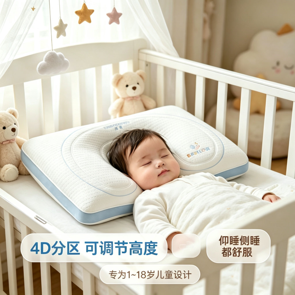 A类护脊儿童枕tpe软管可调节水洗图片