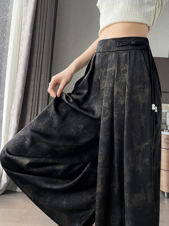 Summer Ink Wash Silk Pants: Chic High-Waisted Wide Leg Find! - Product image 4