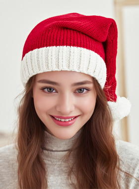 Knitted parentchild Christmas hat holiday dress up Xmas cap