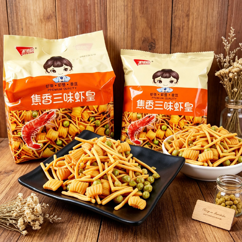 五味园焦香三味虾皇300克【60g*5包怀旧休闲零食小吃膨化食品虾条