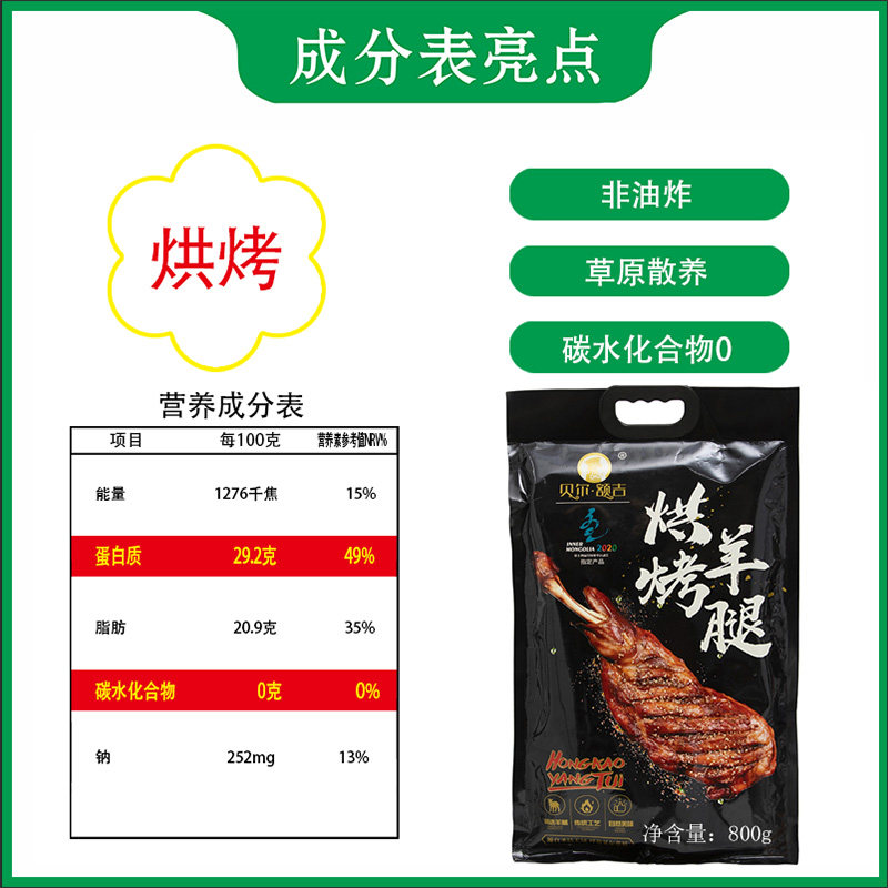 羊腿烘烤内蒙古呼伦贝尔特产草原羔羊即食热卖礼袋装