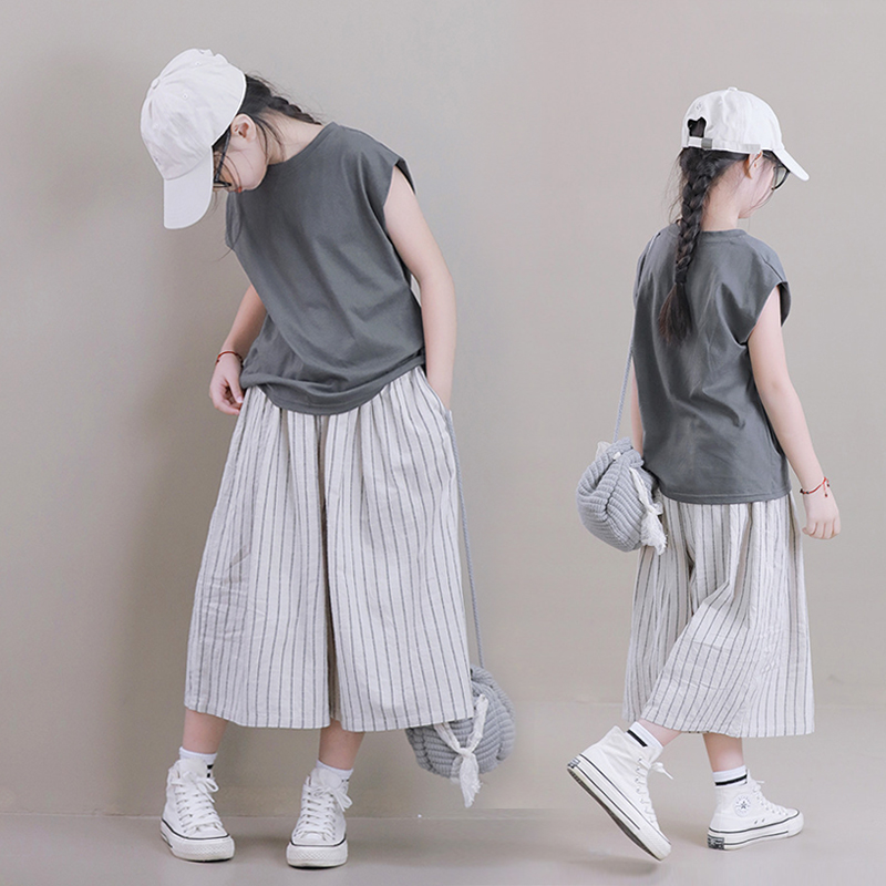 日系阔腿裤纯棉薄款女童七分裤