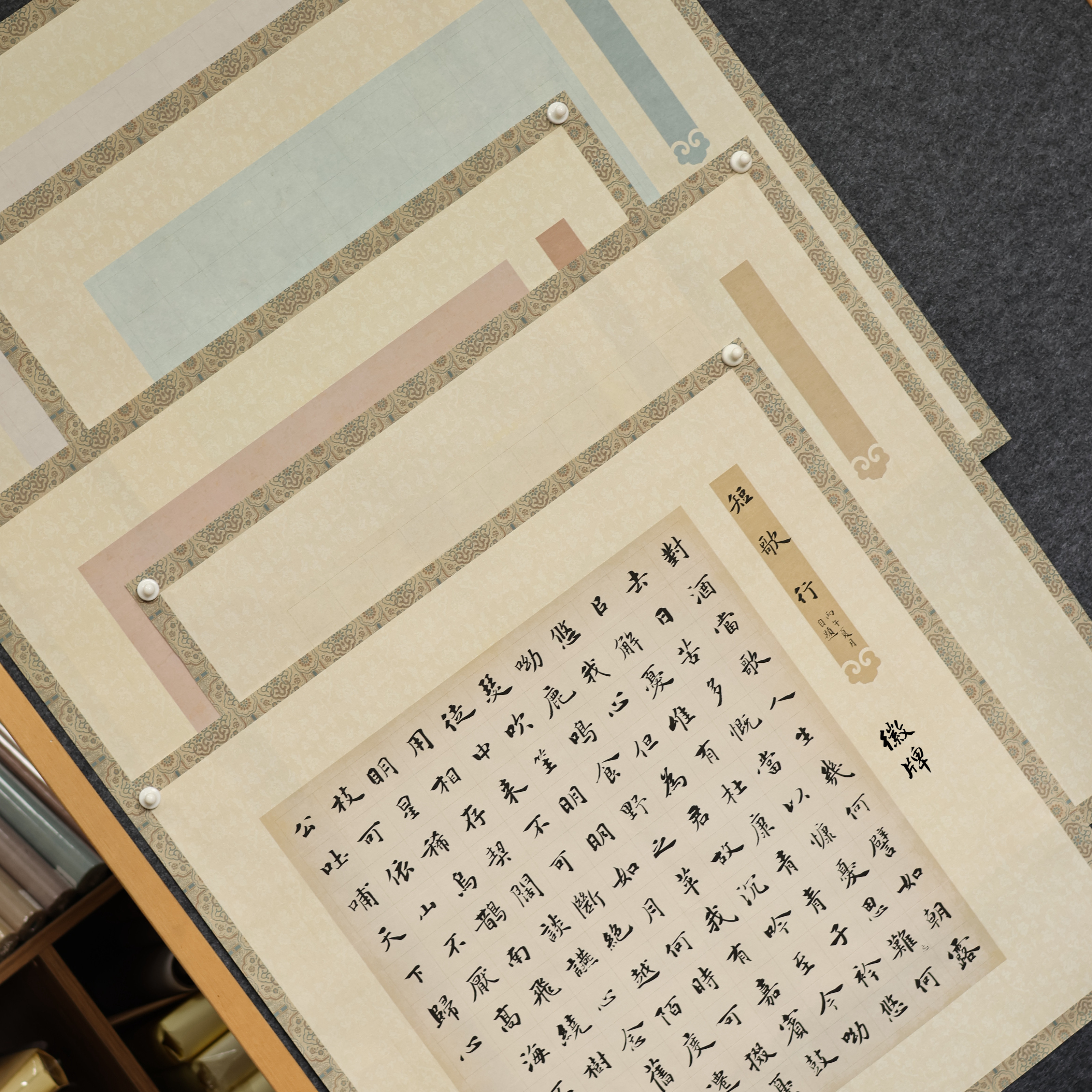 拍2发3徽牌雅章斗方微喷作品纸投展纸行书楷书小楷创作纸做旧拼接图片
