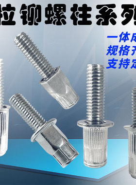 YJT1008-2012定制不锈钢铆螺柱拉铆螺钉平头竖纹拉卯螺栓拉帽螺柱
