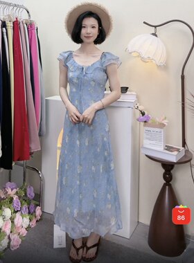 8860法式浪漫碎花荷叶边收腰连衣裙女泡泡袖2026夏季温柔甜美裙子