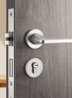 哑镍拉丝房门锁室内卧室简约房间门锁静音磁吸木门锁分体家用锁具