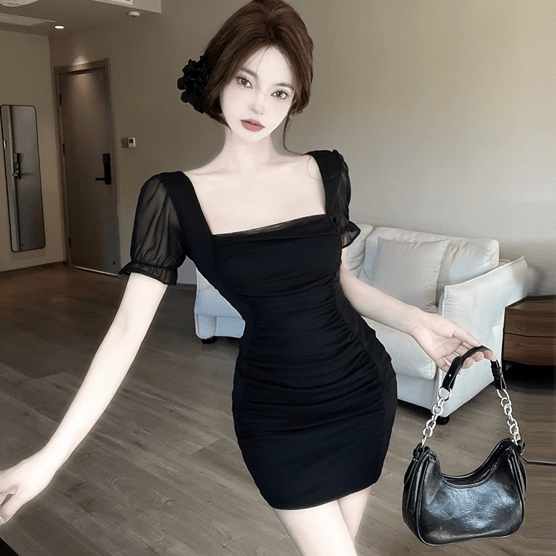 紧身显瘦夜店女装工作服性感网纱连衣裙夏季新款辣妹气质包臀短裙