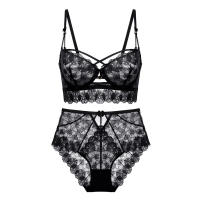 Victoria Dopel's ultra-thin sexy lingerie for women, black lace, large bust, slimming and anti-sagging bra set thumbnail 3