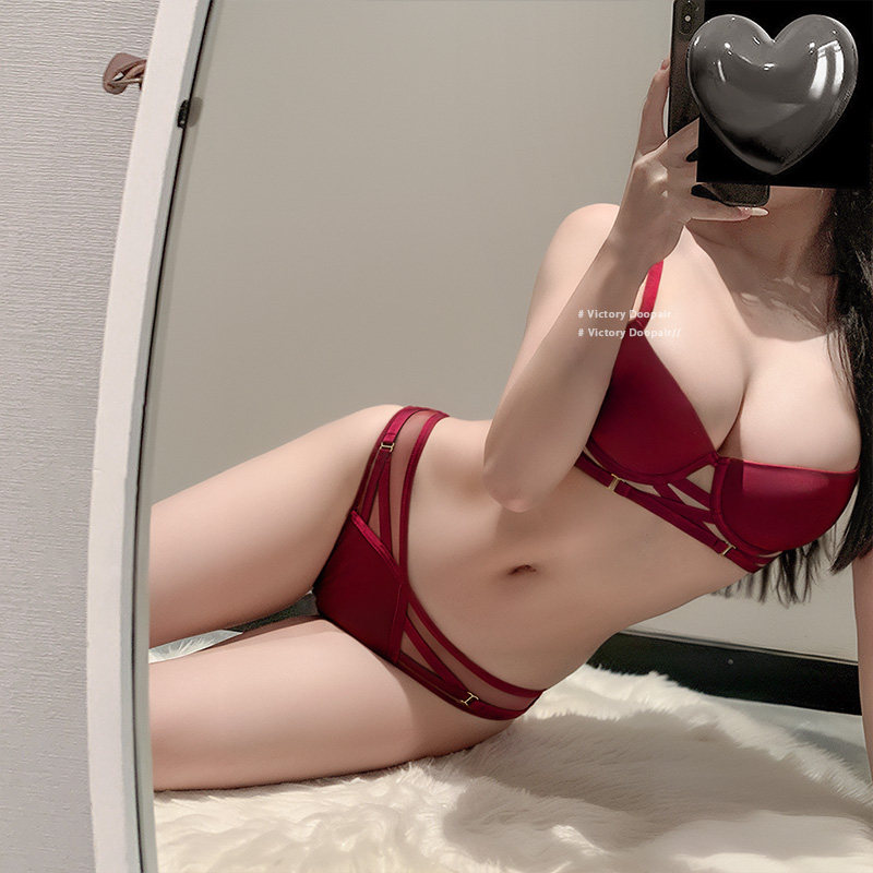 维多利亚多培尔性感红色内衣女本命年聚拢小胸结婚文胸大码套装
