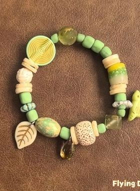 青草绿 手链 珠子手环 设计风 可定制 flying design
