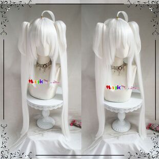 FGO 女梅林梅莉cos假发 泳装 阿瓦隆小姐 白色 双马尾假毛