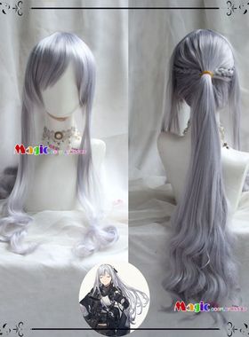 少女前线 AK12 COS假发 忤逆小队  银蓝紫色单马尾 送黑丝带