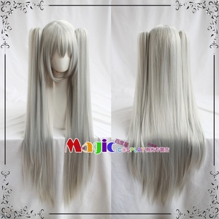 军装的公主阿尔泰尔cos假发 舰队天津风 银白色虎夹马尾 幽谷雾子