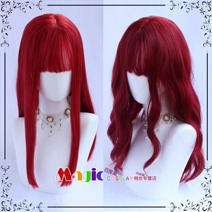 明日方舟 阿能 能天使长发 芳泽堇/霞 酒红色长直/卷发 COS假发