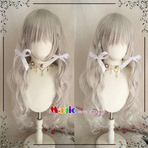 碧蓝档案 樱井美代cos假发 蔚蓝档案 银色长卷发蝴蝶结LOLITA少女