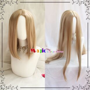 cosplay假发 哈利波特 金妮·韦斯莱 亚麻色中分长直发 王者 艾琳