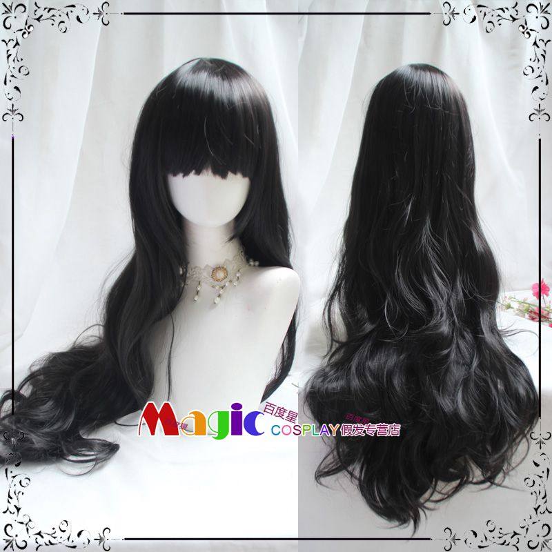 重返未来1999 伊索尔德cos假发 黑色长卷发80CM