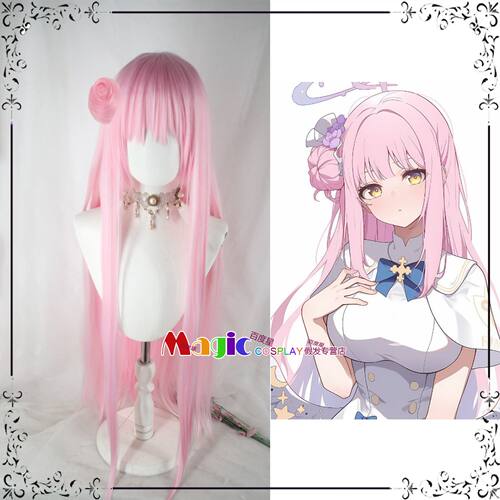 现货 碧蓝档案 圣园未花cosplay假发 泳装 长直发浅粉发包LOLITA