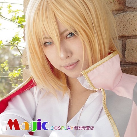 cosplay假发 aph黑塔利亚 列支敦士登/瑞士 金黄色梨花头 cos假发