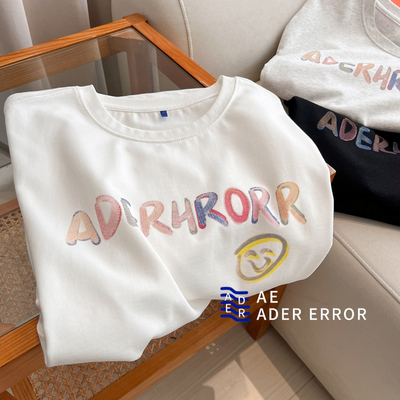 正品ader笑脸字母短袖T恤男女
