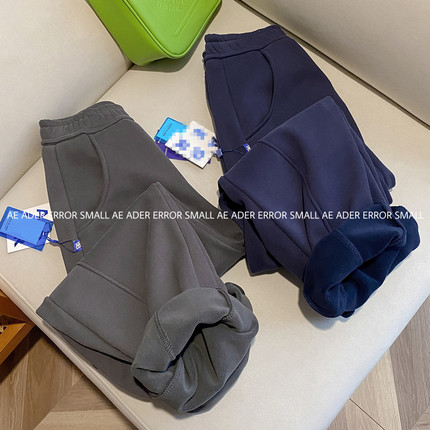 ader error small加绒裤子香蕉裤保暖高腰显瘦休闲裤男女加厚长裤