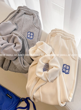 ader error small秋冬加绒卫裤字母刺绣宽松长裤男女运动情侣长裤