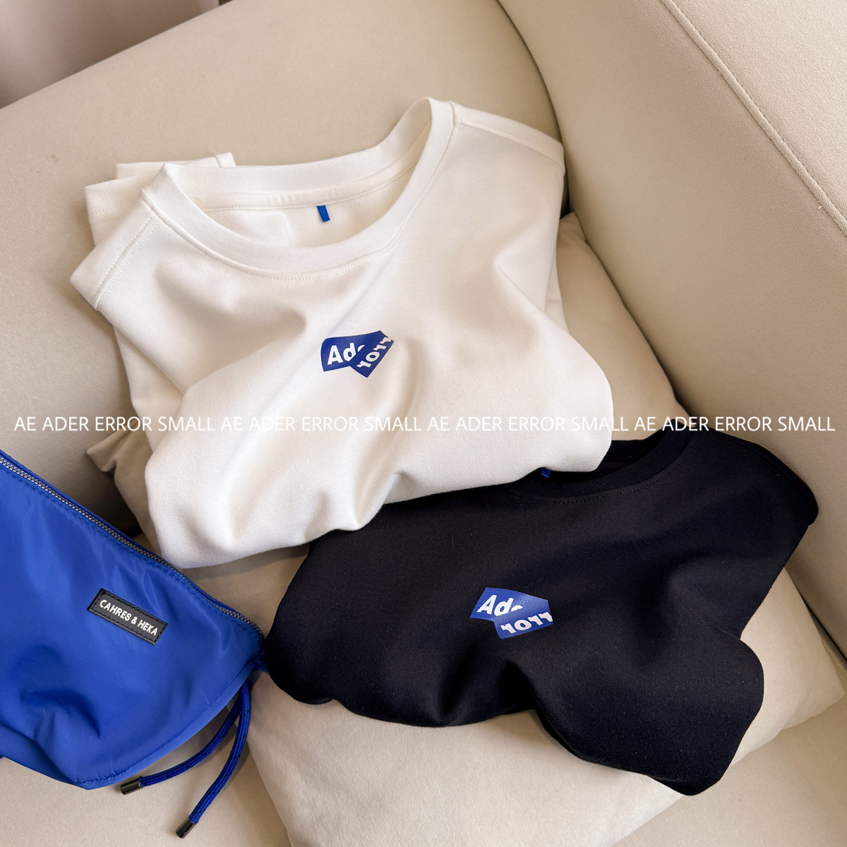 ader error small夏季新款折纸字母短袖T恤简约情侣宽松男女上衣