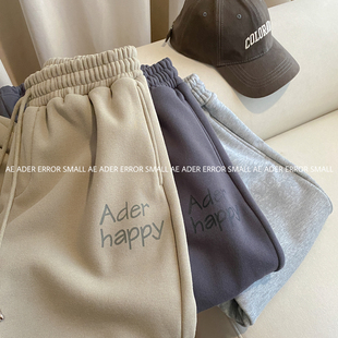 新款 裤 子休闲裤 ader 男女显瘦情侣长裤 small春季 直筒阔脚裤 error