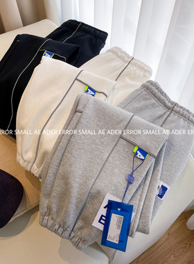 ader error small裤子金晨同款反光条长裤男女宽松拼接休闲束脚裤