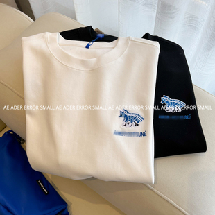 ader error small夏季三只狐狸刺绣简约情侣短袖T恤宽松男女上衣