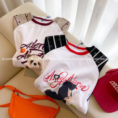 正品ader卡通条纹拼接长袖T恤