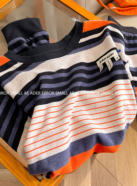 ader error small 春秋新款条纹长袖T恤女韩版宽松休闲慵懒风上衣