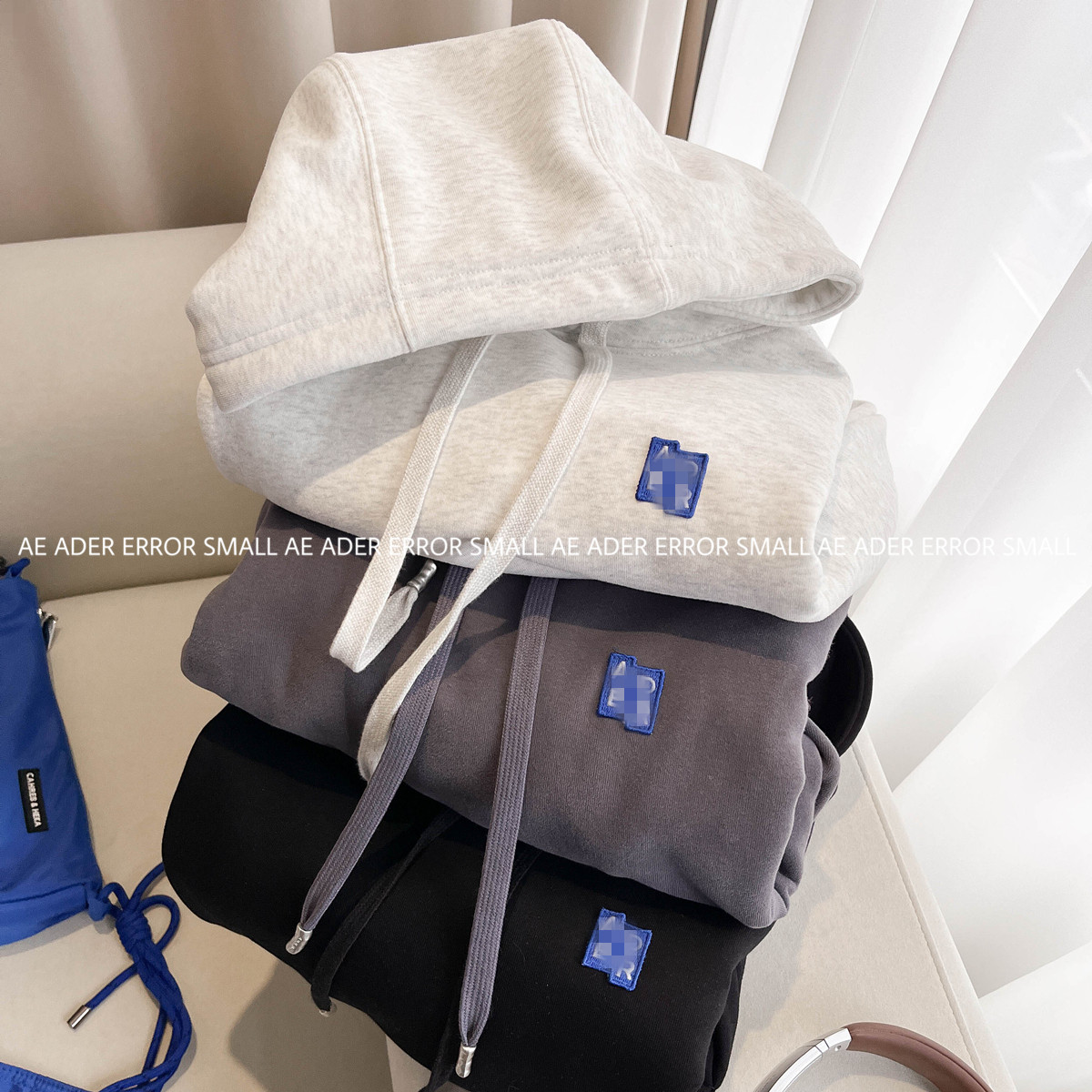 ader error small加绒卫衣秋冬连帽刺绣男女情侣帽衫加厚休闲上衣
