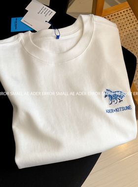 ader error small夏季狐狸刺绣简约情侣短袖T恤宽松清新男女上衣